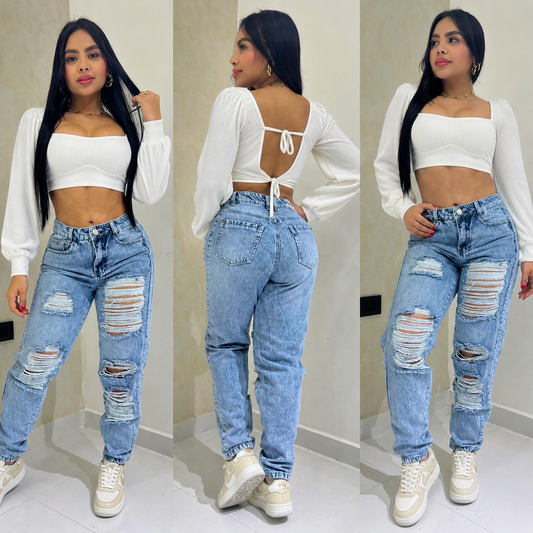 JEANS CARGO DAMA  9072