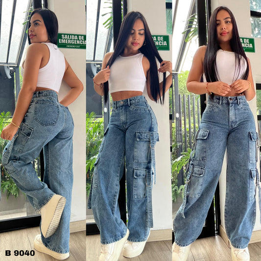 JEANS CARGO DAMA  9040