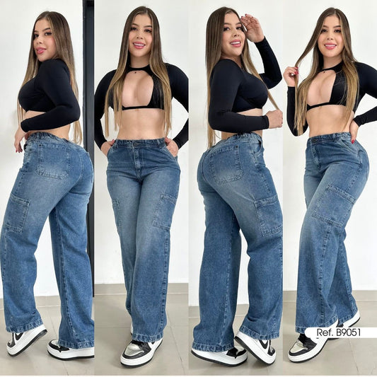 JEANS CARGO DAMA  9051