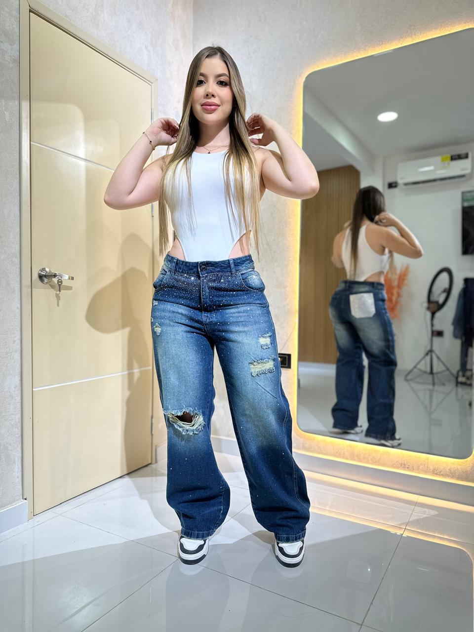 JEANS CARGO DAMA  9062