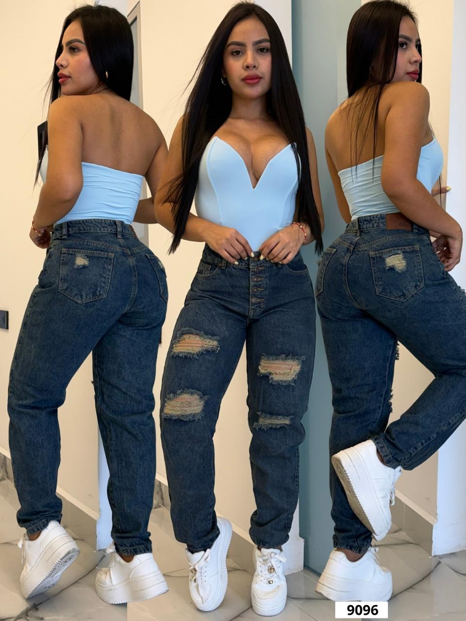 JEANS CARGO DAMA  9096